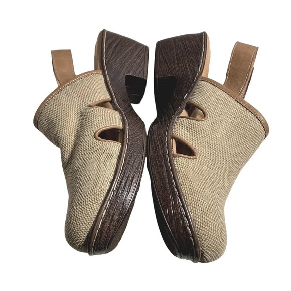 BOC‎ Born Shoes Womens 9 M Lyza Tan Canvas Adjustable Slingback Block Heel Mules - Picture 5 of 9